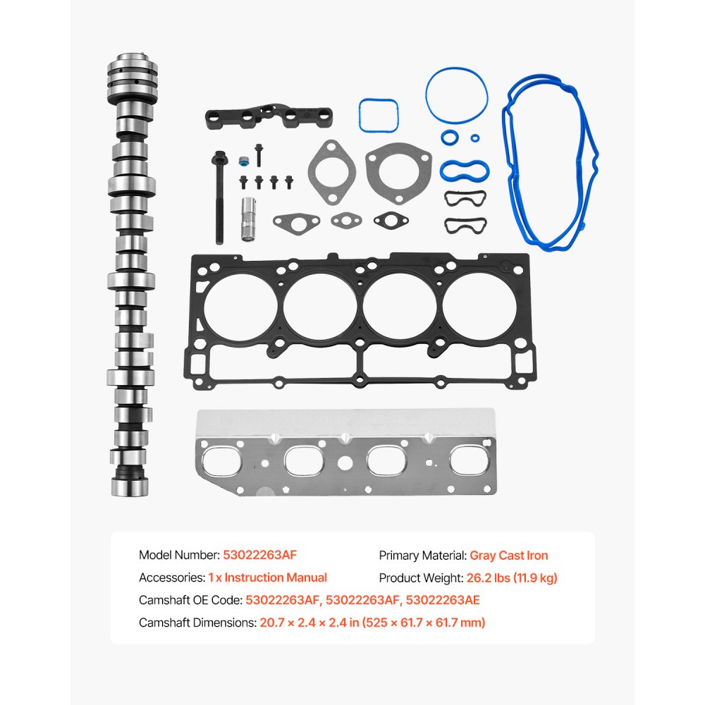 VEVOR Lifter Camshaft Kit, 18-Piece Set, Fits 2009-2021 Jeep Grand Cherokee, 2009-2021 Dodge Challenger, Fits 1999-2013 4.8L, 5.3L, and 5.7L LS-Based Engines, V8 5.7L