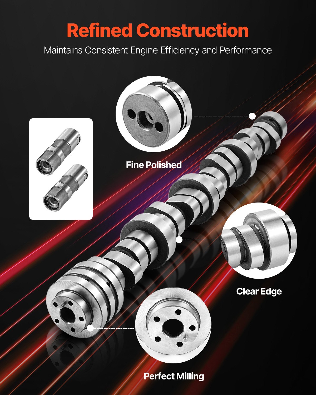 VEVOR Lifter Camshaft Kit, 18-Piece Set, Fits 2009-2021 Jeep Grand Cherokee, 2009-2021 Dodge Challenger, Fits 1999-2013 4.8L, 5.3L, and 5.7L LS-Based Engines, V8 5.7L