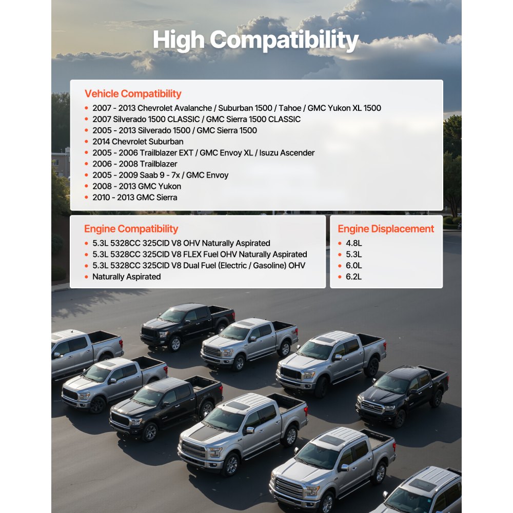 VEVOR AFM Disabled Kit with Camshaft Lifters, 19-Piece Set, Fit 2007-2013 Chevrolet Avalanche/Suburban 1500/Tahoe, 2007 Silverado 1500 CLASSIC/GMC Sierra 1500 CLASSIC, 5.3L 4.8L Truck/SUV Engines