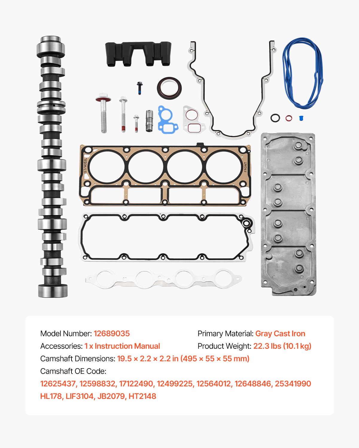 VEVOR AFM Disabled Kit with Camshaft Lifters, 19-Piece Set, Fit 2007-2013 Chevrolet Avalanche/Suburban 1500/Tahoe, 2007 Silverado 1500 CLASSIC/GMC Sierra 1500 CLASSIC, 5.3L 4.8L Truck/SUV Engines
