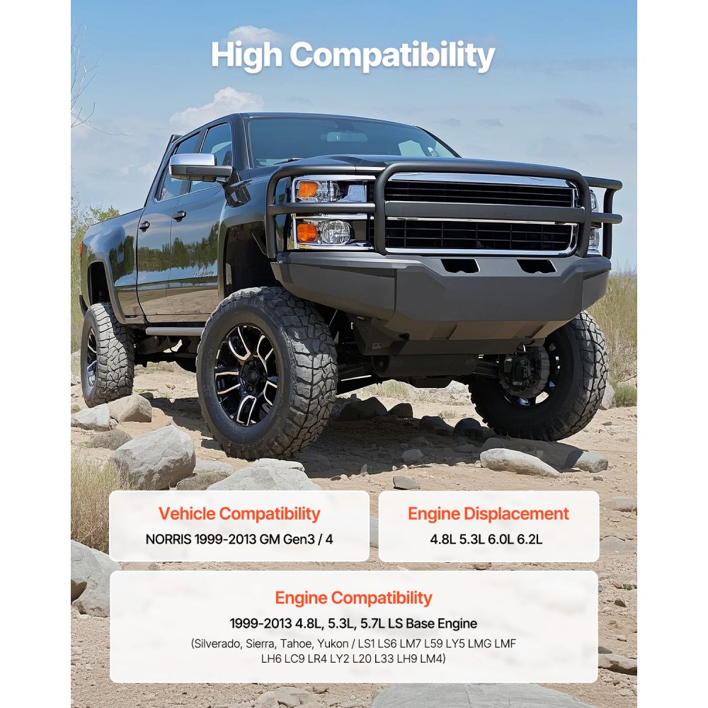 VEVOR Lifter Camshaft Kit, 13-Piece Set, Gray Cast Iron Engine Cam, Compatible with Norris trucks from 1999-2013 GM Gen3/4, Fit 1999-2013 LS-Based Engines (Silverado, Sierra, Tahoe, Yukon/LS1)