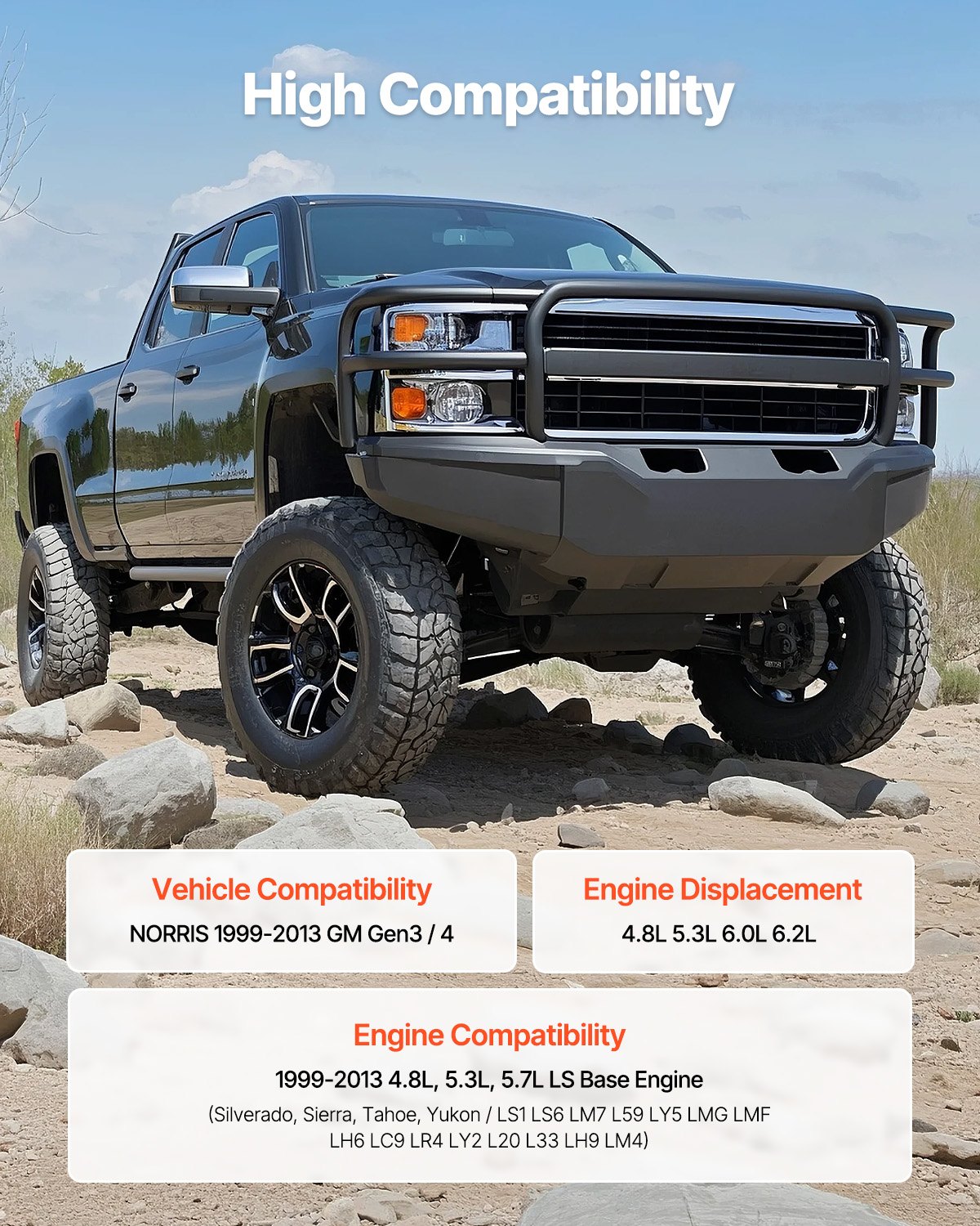 VEVOR Lifter Camshaft Kit, 13-Piece Set, Gray Cast Iron Engine Cam, Compatible with Norris trucks from 1999-2013 GM Gen3/4, Fit 1999-2013 LS-Based Engines (Silverado, Sierra, Tahoe, Yukon/LS1)