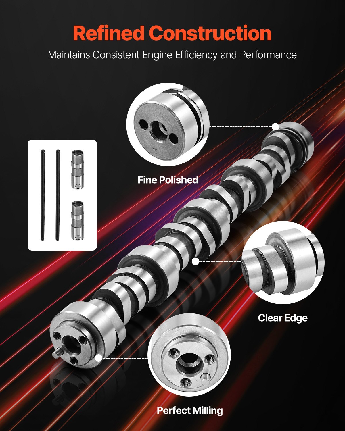 VEVOR Lifter Camshaft Kit, 13-Piece Set, Gray Cast Iron Engine Cam, Compatible with Norris trucks from 1999-2013 GM Gen3/4, Fit 1999-2013 LS-Based Engines (Silverado, Sierra, Tahoe, Yukon/LS1)