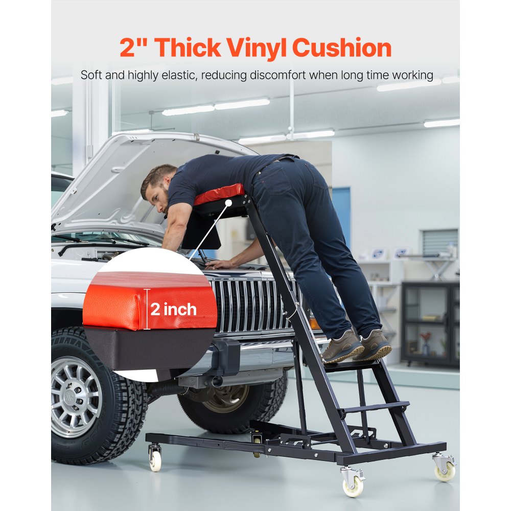 VEVOR Automotive Top Creeper, Engine Creeper 42.5"-64.8", 400 LBS Capacity High Top Creeper, 4 Swivel Caster Wheels, Padded Deck,  Creeper for Home Garage, Workshop Repair Maintenance