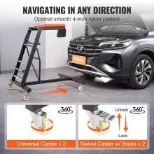 VEVOR Automotive Creeper, with Adjustable Height 49.6" to 75.6", 400 LBS Capacity High Creeper, 4 Swivel Caster Wheels, Heavy Duty Foldable Creeper for Auto Repair and Maintenance