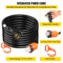 VEVOR Generator Cord, 15FT Generator Power Cord with Plug in & Out Pin of Inlet Box Side, 50AMP SS2-50R/CS6375 Style Inlets Cable, 12000W Extension Cord, 125/250V Power Tested to UL Standards