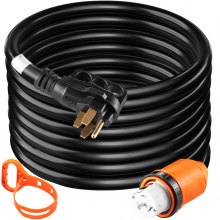 VEVOR Generator Cord, 15FT Generator Power Cord w/ Plug in & Out Pin of Inlet Box Side, 50AMP SS2-50R/CS6375 Style Inlets Cable, 12000W UL Listed Extension Cord, 125/250V Power Generator Cord w/ Strap