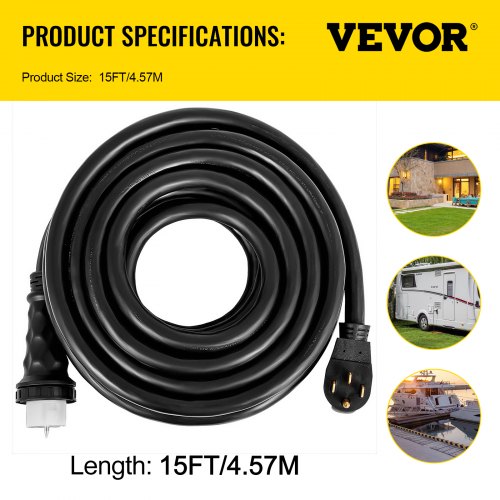 VEVOR Generator Power Cord Power Cable 15' 50A 125/250V 14-50P to CS6364 Locking