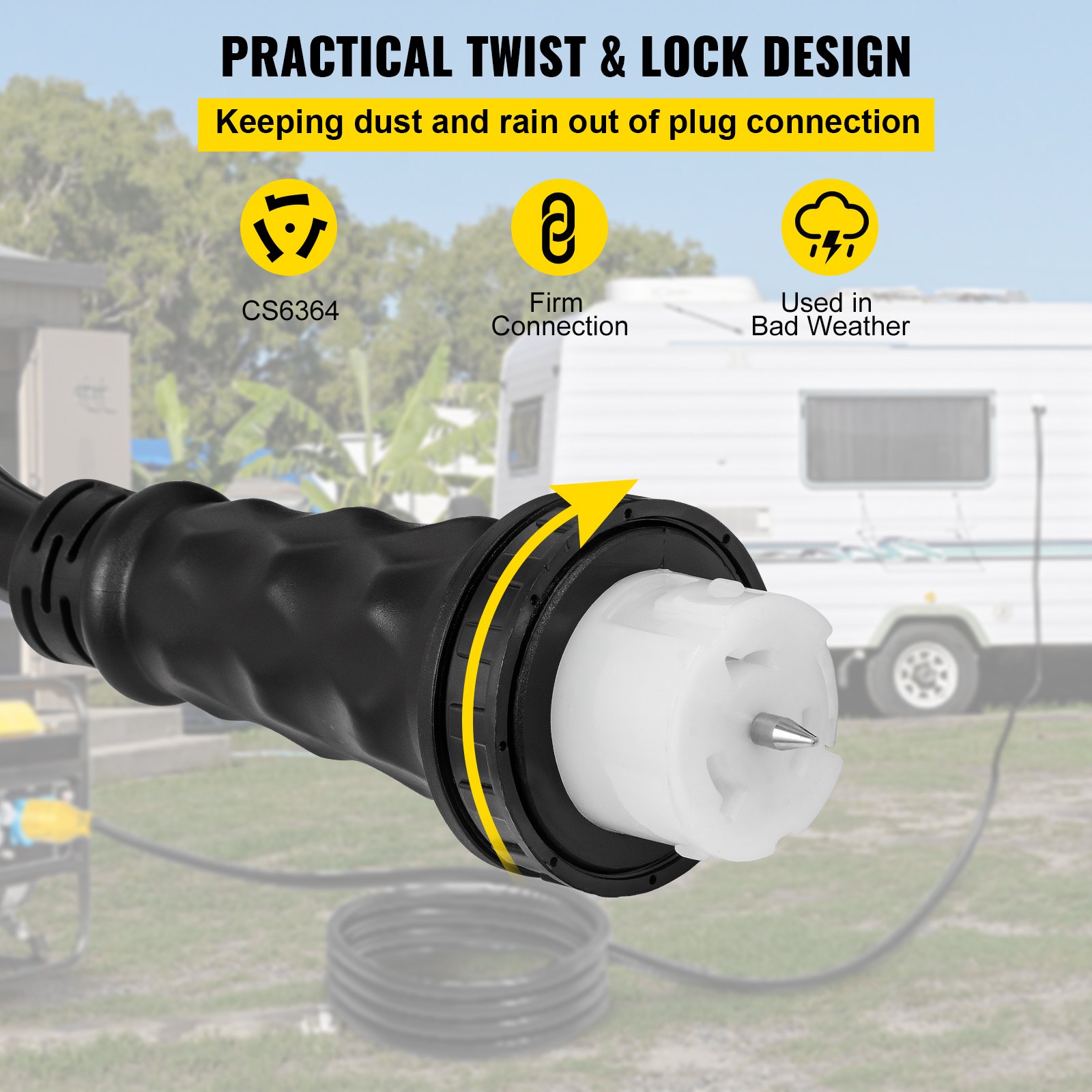 VEVOR 15FT Generator Power Cord 50-Amp 125/250-volt 14-50P to CS6364 Locking Connector