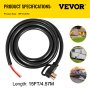VEVOR 15Ft 50 Amp Generator Extension Cord 4 Wire 6 Gauge STW 6/3+8/1 Generator Cord 125V 250V Tested to UL Standards Generator Power Cord N14-50P & SS2-50R Portable Handle (15Ft 50 Amp)