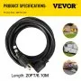 Cable de extensión para generador VEVOR de 20 pies y 30 amperios, calibre 10, SJTW, 4 clavijas, NEMA L14-30P, 125/250 V, 7500 W, resistente, con conectores de bloqueo giratorio.