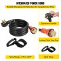 VEVOR generator cord with ergonomic handle, locking collar type plug, and hand strap.