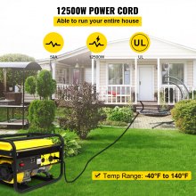 VEVOR 30Ft 50Amp Generator Extension Cord 6 Gauge STW 6/3+8/1 Generator Cord Tested to UL Standards Generator Power Cord N14-50P to Bare Wire Cut Wire Cord Extension Power Cord RV Motor Home Generator Portable