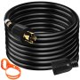 coiled black VEVOR generator extension cord with orange handle strap.