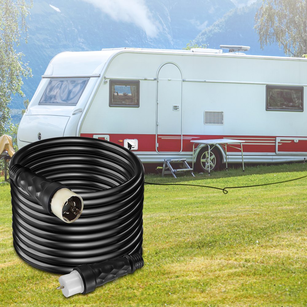 VEVOR 50Ft 50A Generator Extension Cord Generator Power Cord STW 6/3 + 8/1 AWG 100% copper NEMA SS2-50P/CS6364 Power Assemblies Cord 125/250VAC Twist to Lock Plug Oil Resistant Cable Jacket, Black