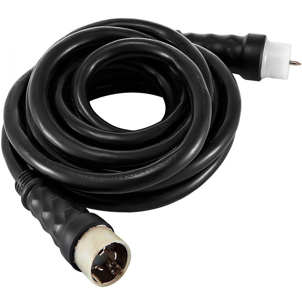 VEVOR 50Ft 50A Generator Extension Cord Generator Power Cord STW 6/3 + 8/1 AWG 100% copper NEMA SS2-50P/CS6364 Power Assemblies Cord 125/250VAC Twist to Lock Plug Oil Resistant Cable Jacket, Black