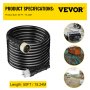 VEVOR 50Ft 50A Generator Extension Cord Generator Power Cord STW 6/3 + 8/1 AWG 100% copper NEMA SS2-50P/CS6364 Power Assemblies Cord 125/250VAC Twist to Lock Plug Oil Resistant Cable Jacket, Black