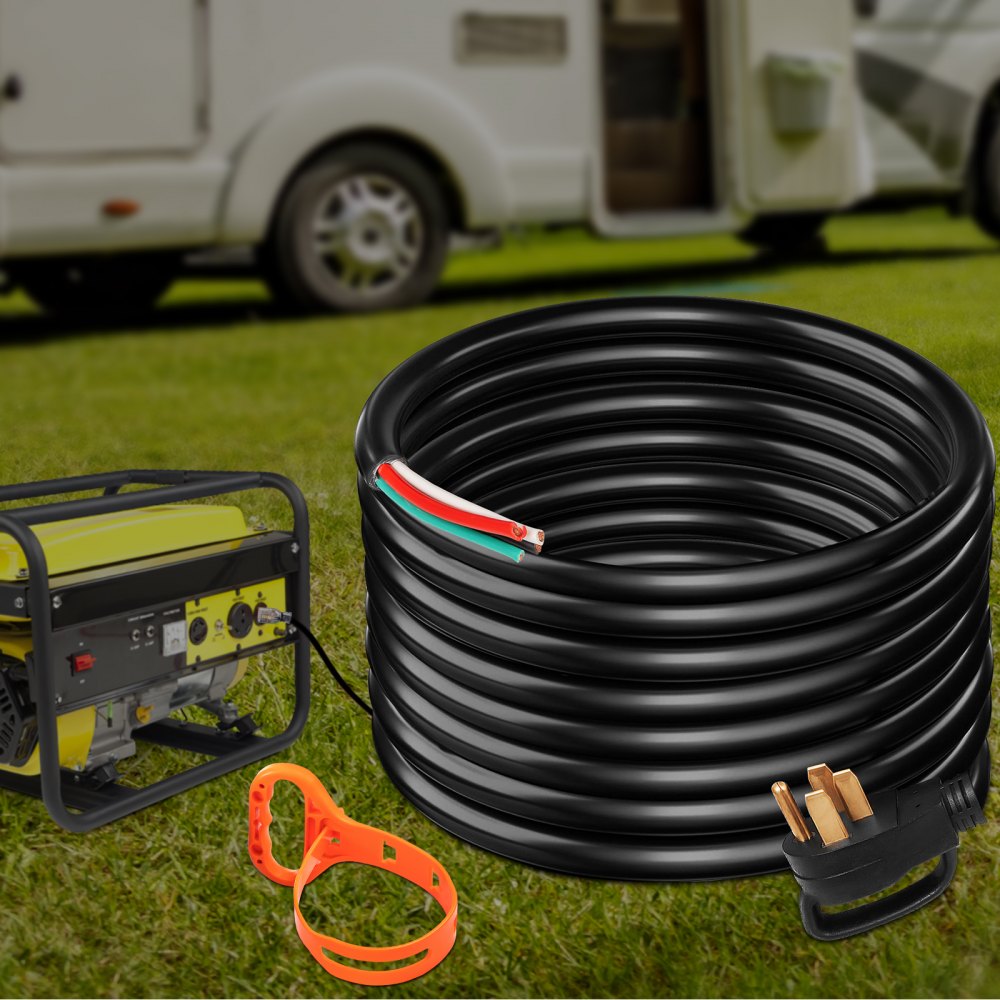 VEVOR 50' 50A RV Camp Power Cord Generator Cord 6/3 + 8/1 AWG NEMA 14-50P to Bare Wire