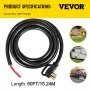 VEVOR 50' 50A RV Camp Power Cord Generator Cord 6/3 + 8/1 AWG NEMA 14-50P to Bare Wire
