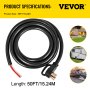 VEVOR 50Ft 50Amp Generator Extension Cord 6 Gauge STW 6/3+8/1 Generator Cord Tested to UL Standards Generator Power Cord N14-50P to Bare Wire Cut Wire Cord Extension Power Cord RV Motor Home Generator Portable