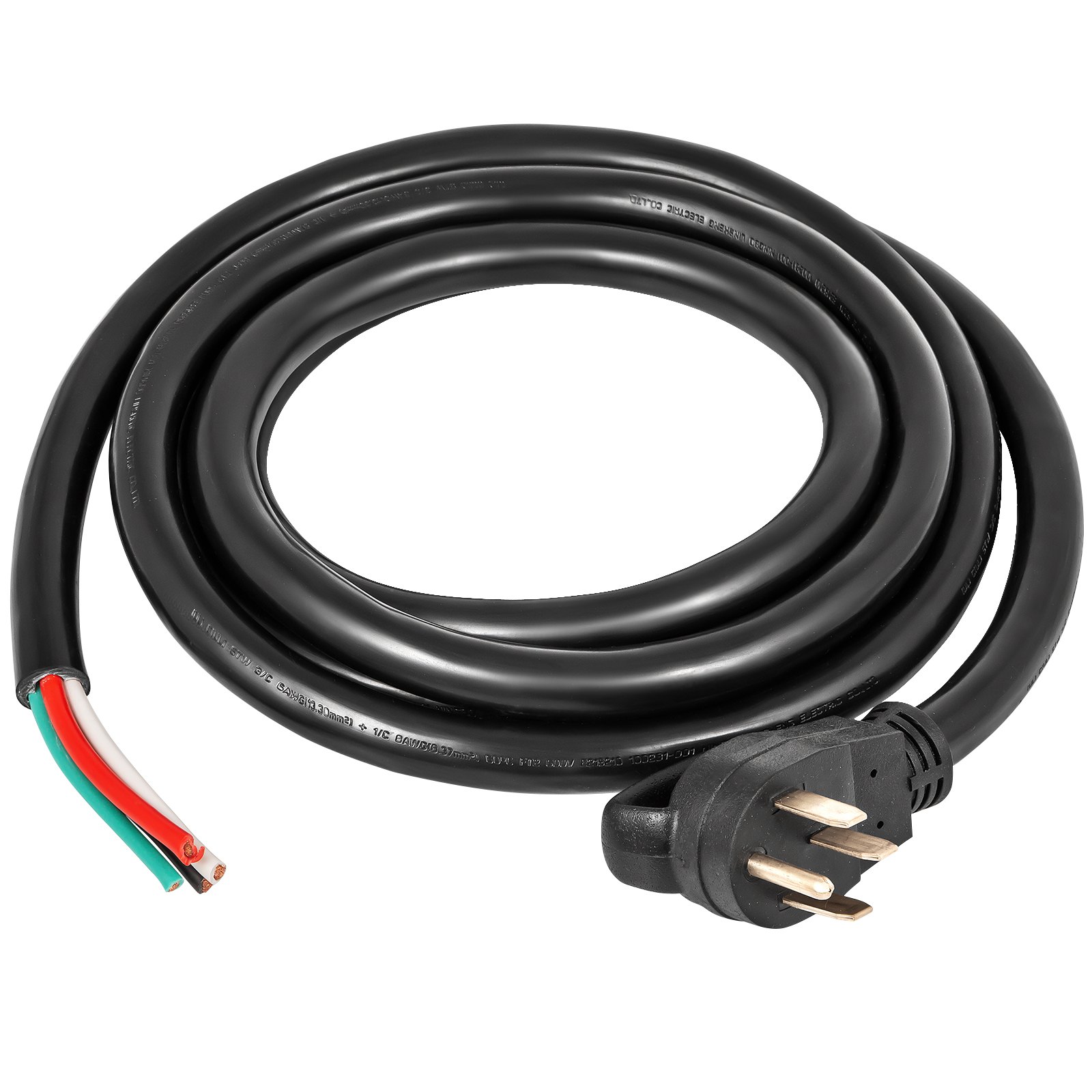 VEVOR 50' 50A RV Camp Power Cord Generator Cord 6/3 + 8/1 AWG NEMA 14-50P to Bare Wire