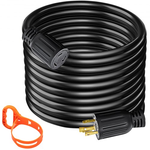 VEVOR Generator Extension Cord Power Cord 50FT 30 Amp Extension Cord 10/3 L5-30P To L5-30R Rubber Locking Connector 125V RV Power Cord SJTW 60C FT2 for Camping, Anti-Weather, Oils and Chemicals