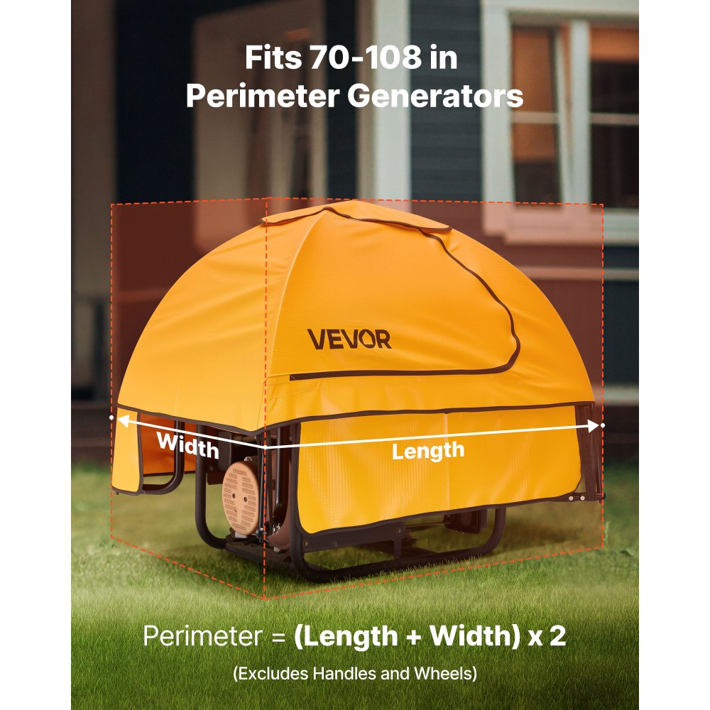 VEVOR Generator Cover, 915x660x660 mm Waterproof Universal Generator Cover for Most Generators 1778-2743.2 mm Perimeter, Portable Generator Running Cover with Heavy Duty Thicken Oxford Fabric, Yellow
