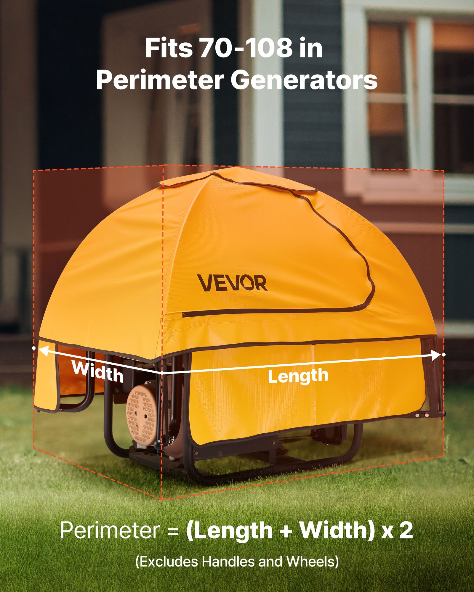 VEVOR Generator Cover, 915x660x660 mm Waterproof Universal Generator Cover for Most Generators 1778-2743.2 mm Perimeter, Portable Generator Running Cover with Heavy Duty Thicken Oxford Fabric, Yellow