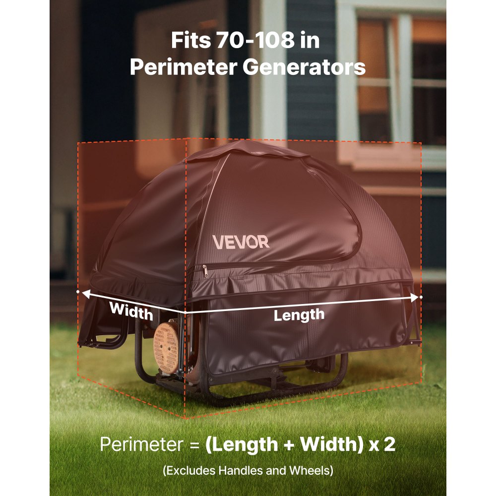 VEVOR Generator Cover, 915x660x660 mm Waterproof Universal Generator Cover for Most Generators 1778-2743.2 mm Perimeter, Portable Generator Running Cover with Heavy Duty Thicken Oxford Fabric, Black