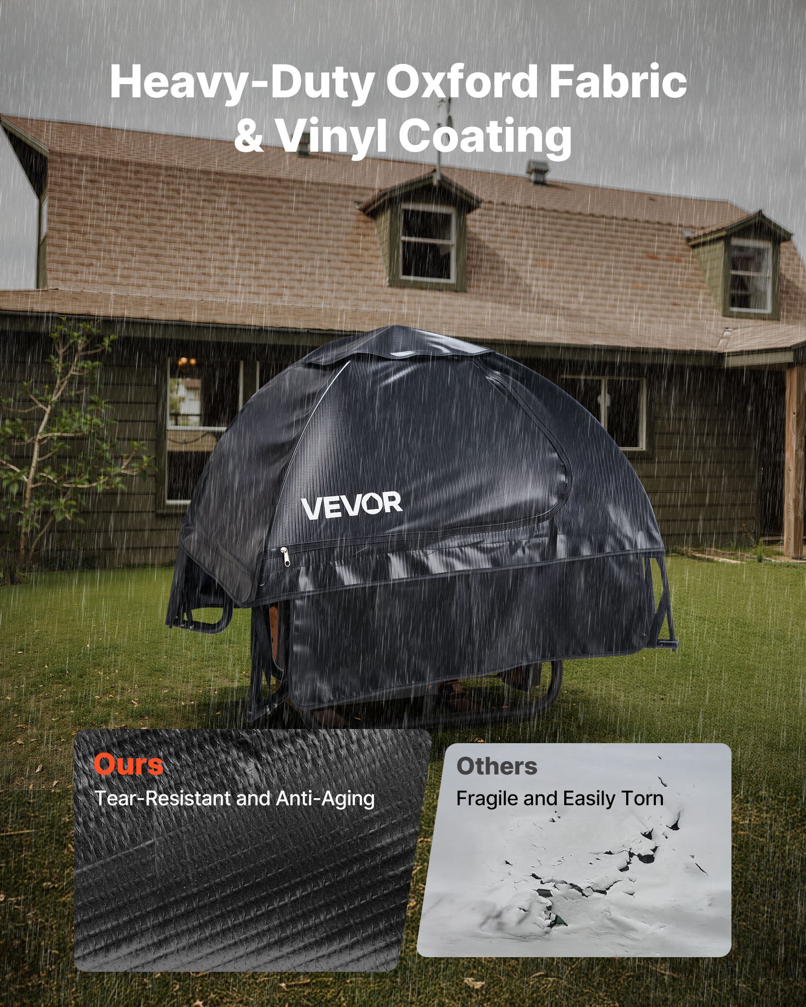 VEVOR Generator Cover, 915x660x660 mm Waterproof Universal Generator Cover for Most Generators 1778-2743.2 mm Perimeter, Portable Generator Running Cover with Heavy Duty Thicken Oxford Fabric, Black