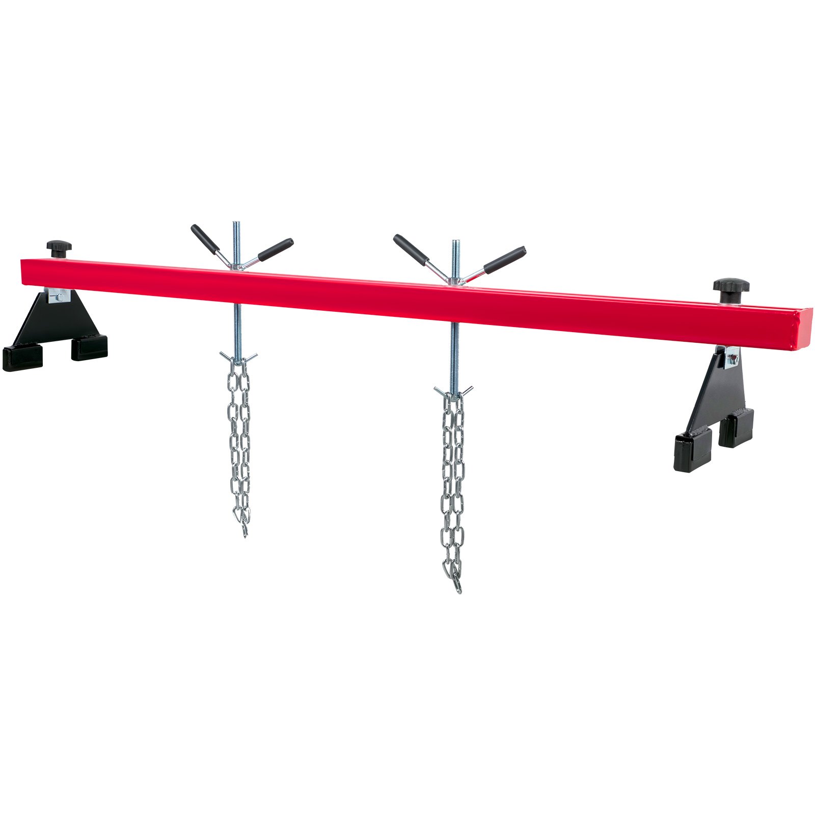 red VEVOR engine support bar with two metal chains and adjustable handles.
