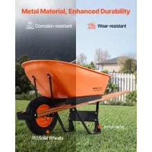 VEVOR Wheelbarrow Cart, 6 Cu. Ft. Load & 330 lbs Capacity, One Wheel Garden Dump Cart Wheel Barrow with Metal Handle & 16" Wide Track Wheels, Easy Loading Utility Yard Cart & Wagons for Lawn Farm