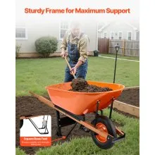 VEVOR Wheelbarrow Cart, 6 Cu. Ft. Load & 330 lbs Capacity, One Wheel Garden Dump Cart Wheel Barrow with Metal Handle & 16" Wide Track Wheels, Easy Loading Utility Yard Cart & Wagons for Lawn Farm