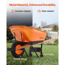 VEVOR Wheelbarrow Cart One Wheel 6 Cu Ft Garden Dump Cart 330 lbs Utility Cart