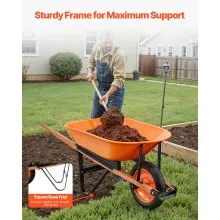 VEVOR Wheelbarrow Cart, 5 Cu. Ft. Load & 265 lbs Capacity, One Wheel Garden Dump Cart, Garden Wagon with Metal Handle & 16" Wide Track Wheels, Easy Loading Utility Yard Cart & Wagons for Lawn Farm