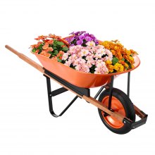 VEVOR Wheelbarrow Cart, 5 Cu. Ft. Load & 265 lbs Capacity, One Wheel Garden Dump Cart, Garden Wagon with Metal Handle & 16" Wide Track Wheels, Easy Loading Utility Yard Cart & Wagons for Lawn Farm