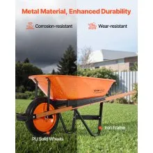 VEVOR Wheelbarrow Cart One Wheel Garden Dump Cart 330 lbs Yard Utility Cart