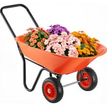 VEVOR Wheelbarrow Cart, 5 Cu. Ft. Load & 397 lbs Capacity, 2 Wheels Garden Dump Cart, Garden Wagon with Handle &  10"  Wide Track Wheels, Easy Loading Utility Yard Cart & Wagons for Outdoor Lawn Yard