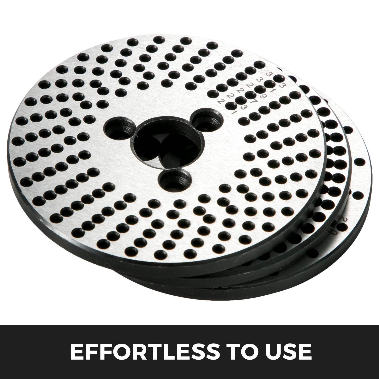 VEVOR rotary table set with perforated metal plates, labeled &quot;effortless to use&quot;.