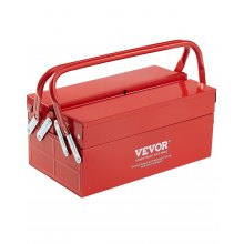 Tool Box 14-inch 2-Tier 3-Tray Folding Cantilever Toolbox with Handle Red