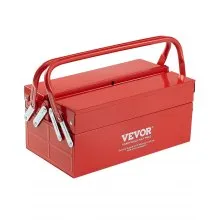 VEVOR Tool Box 14-inch 2-Tier 3-Tray Folding Cantilever Toolbox with Handle