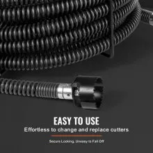 VEVOR Drain Cleaning Cable 60 FT x 1-1/5 Inch, Professional Sectional Drain Cleaner Cable with 6 Cutters for 2.0" to 7.9" Pipes, Hollow Core Sewer Drain Auger Cable for Sink, Floor Drain, Toilet