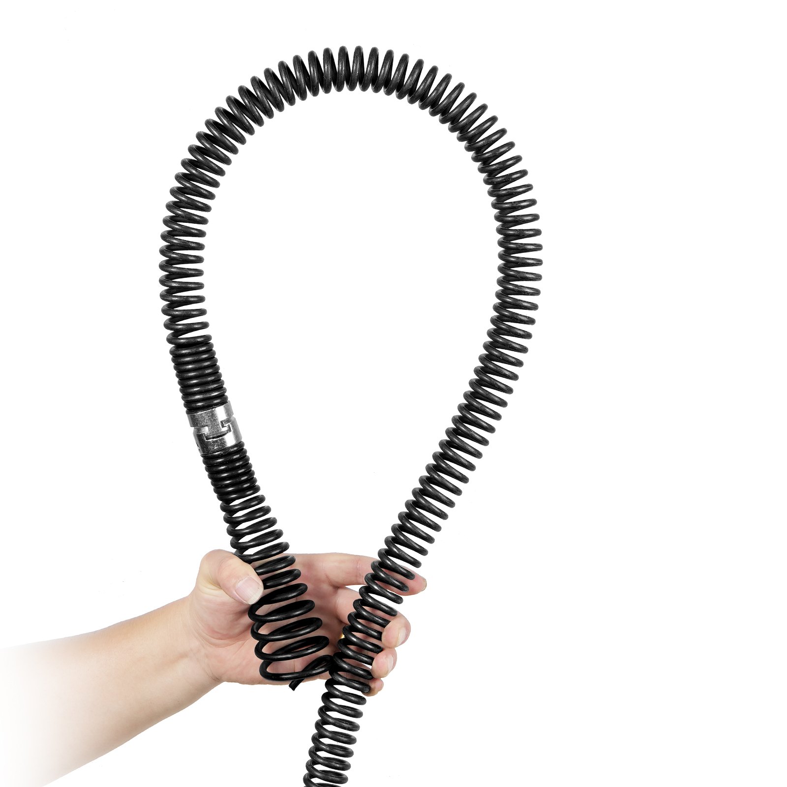 VEVOR Drain Cleaning Cable 60 FT x 1-1/5 Inch, Professional Sectional Drain Cleaner Cable with 6 Cutters for 2.0" to 7.9" Pipes, Hollow Core Sewer Drain Auger Cable for Sink, Floor Drain, Toilet