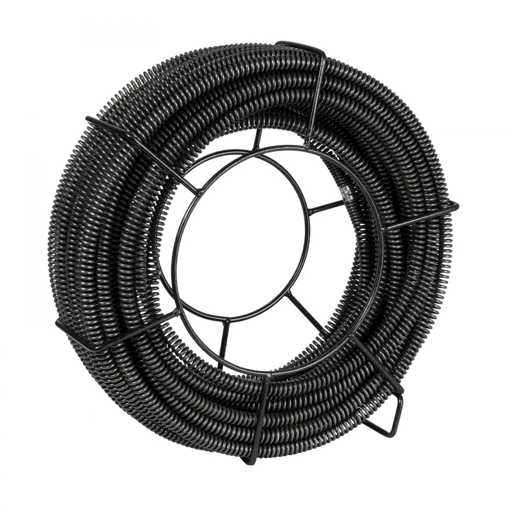 VEVOR Sectional Drain Cleaning Cable 100FT/30.5 m x 5/8In/1.6 cm & 7 Cutters for 0.8"-3.9"/2-10 cm Pipes