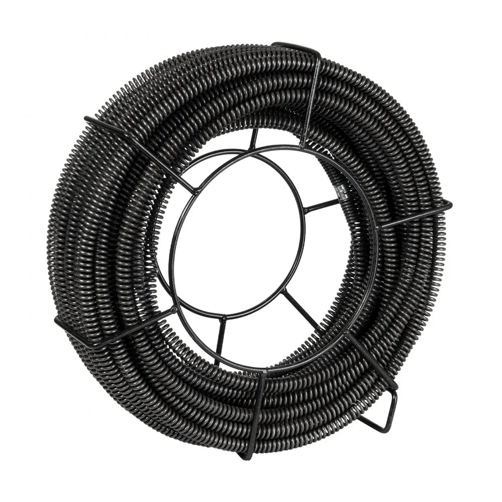 VEVOR Sectional Drain Cleaning Cable 100FT/30.5 m x 5/8In/1.6 cm & 7 Cutters for 0.8"-3.9"/2-10 cm Pipes