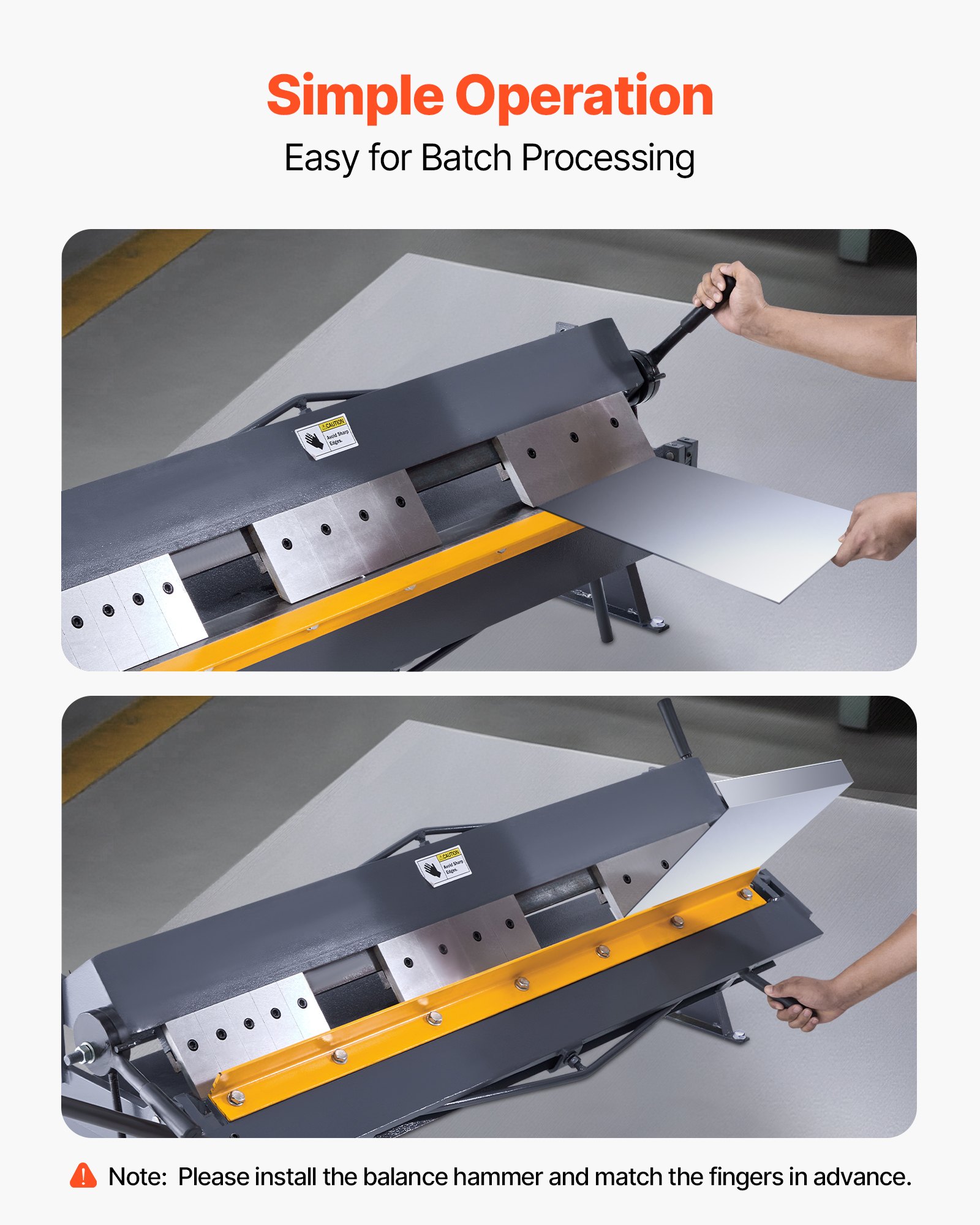 VEVOR Box and Pan Brake, 1220 mm/48 inch Sheet Metal Bending Brake,16-Gauge Mild Steel Capacity, 0-135 Degree Adjustable, Metal Bender Machine with 16 Fingers, Heavy-Duty Aluminum Folder for Precise Bending