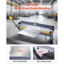 50 in Box and Pan Brake 0-135° 16 Ga Sheet Metal Bending Brake Bender 16 Fingers