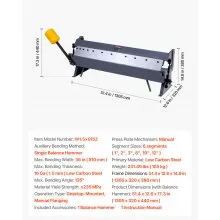 36 in Box and Pan Brake 0-135° 16 Ga Sheet Metal Bending Brake Bender 6 Fingers
