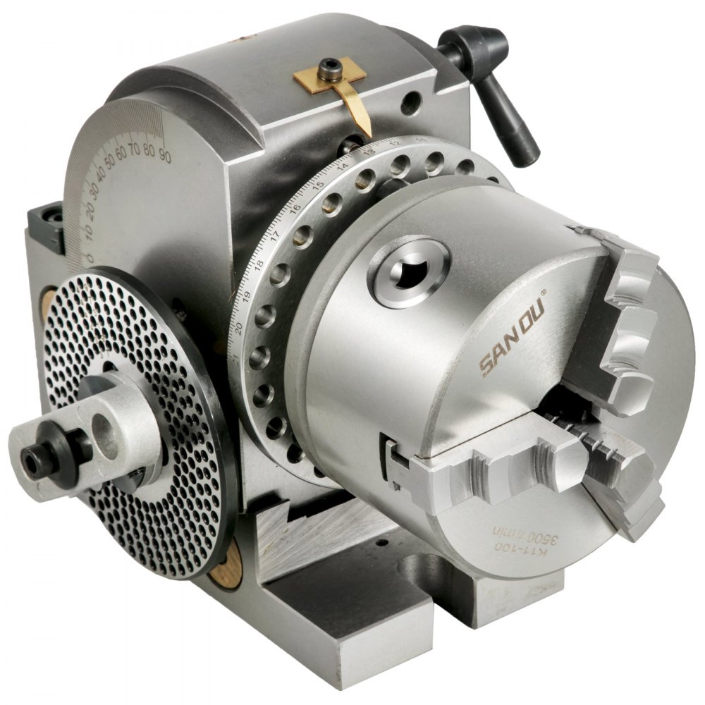 VEVOR Dividing Head, 100 mm, Indexing Head Milling, Semi-Universal Dividing Head, 3 jaw Chuck Dividing Head Set with Index Plates and Tailstock, for Precision Rotary Table