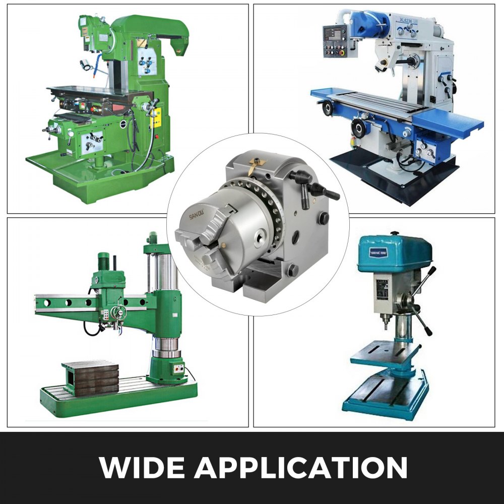 VEVOR Dividing Head, 100 mm, Indexing Head Milling, Semi-Universal Dividing Head, 3 jaw Chuck Dividing Head Set with Index Plates and Tailstock, for Precision Rotary Table